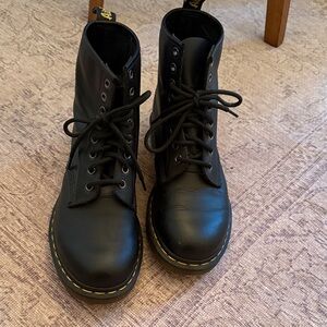 Black Leather Lace-Up Boots